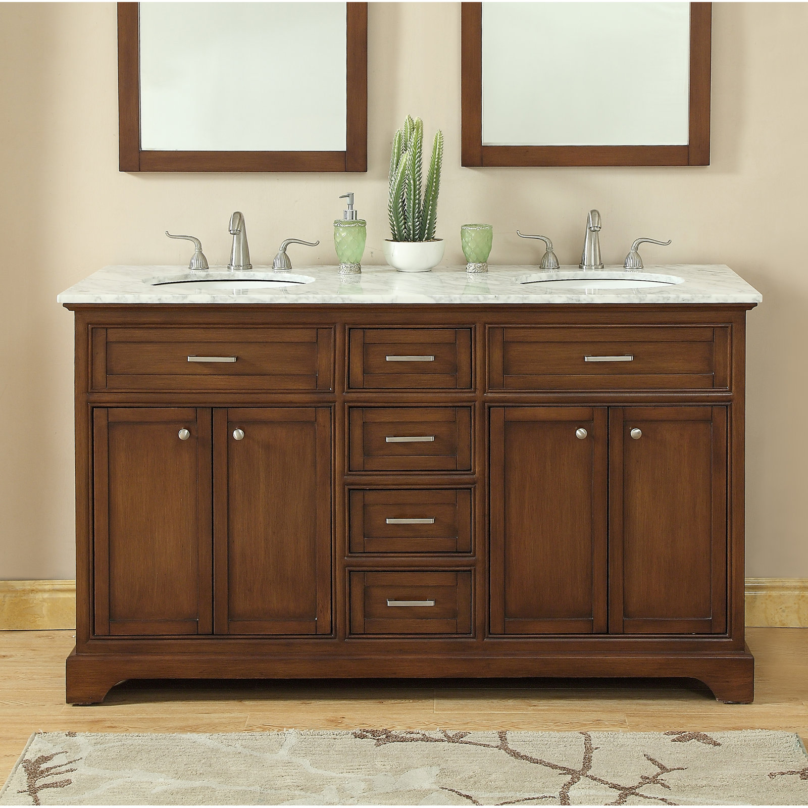 Hermes 60'' Double Bathroom Vanity, Teak