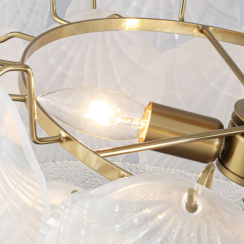 19,68 po Plafonnier semi-encastré 3 lumières Boho Coastal Sea Shell