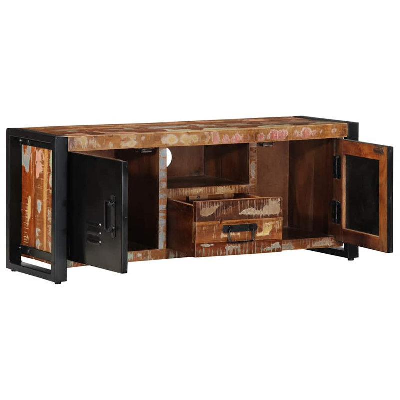  TV Cabinet Solid Rough Wood Mango, 40cm H x 100cm L x 30cm W, Brown