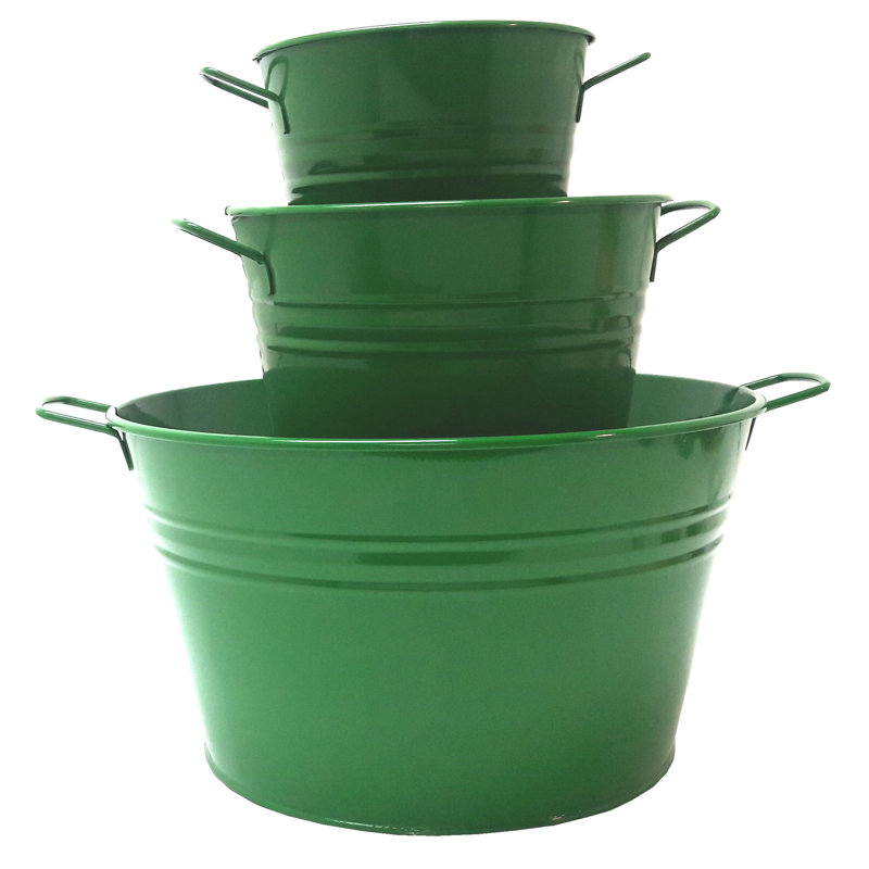 Reposa Metal Pot Planter, Sage
