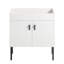 Meuble-lavabo compact de 30 pouces avec pieds en métal, lavabo en céramique blanche et portes à fermeture douce, parfait pour les petits espaces