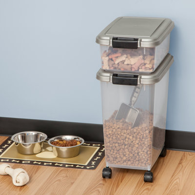 35 Lbs. WeatherPro Airtight Stackable Pet Food Storage Container Combo with Scoop & Treat Box