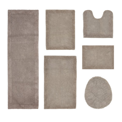 Moriceau 100% Cotton 2370 GSM Tufted Reversible 6-Piece Bath Rug Set – Ultra Soft, Highly Absorbent, Machine Washable, OEKO-TEX Certified, Ideal for Shower, Bathtub, Vanity & Sink Areas, Beige