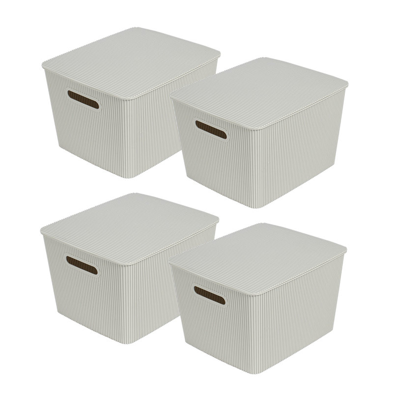 GLAD Storage Bin with Lid, Pack of 4, 18.8 qt, Gray