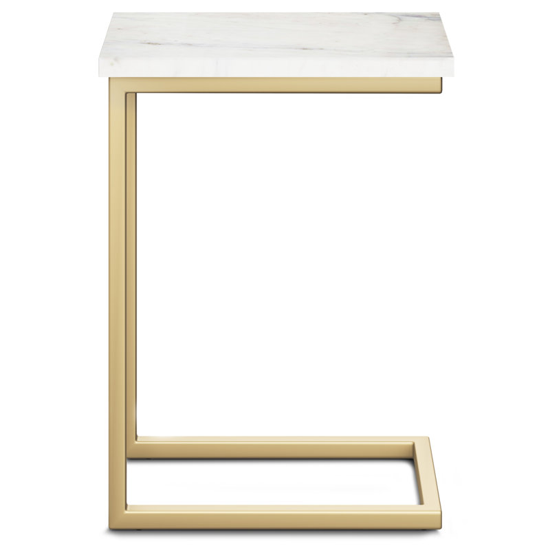 Skyler Gold Metal C Side Table with Marble Top