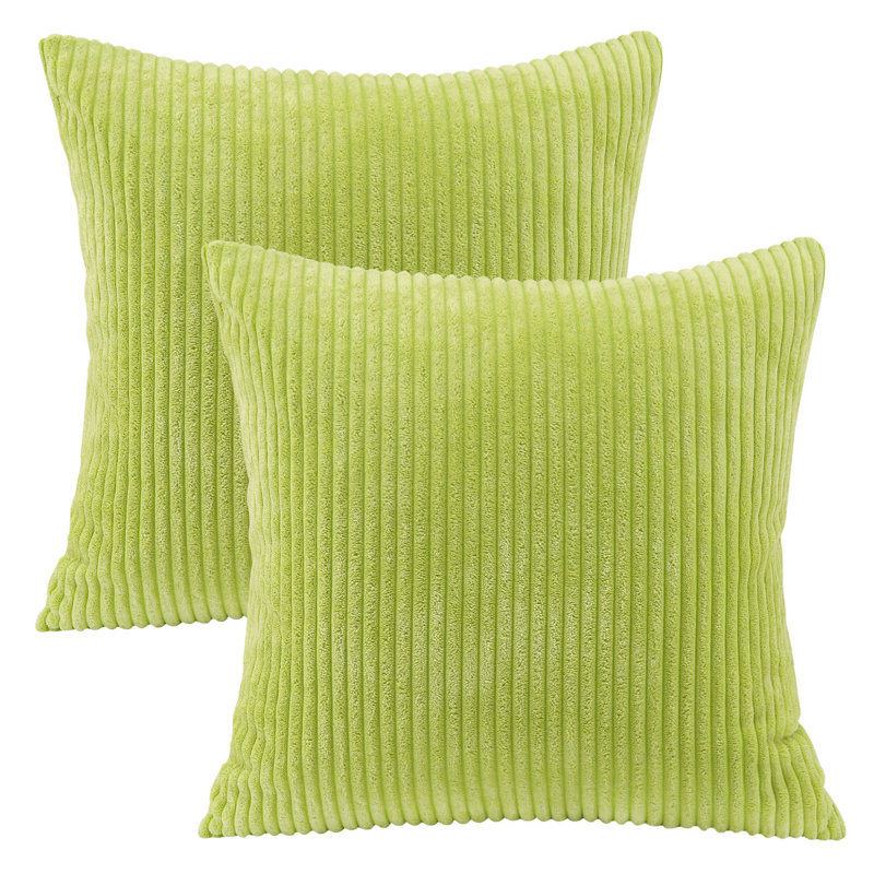 Striped Corduroy Throw Pillow, Solid Color Textured Decorative Pillow, Pillow Cover Only - No Insert, Water Green, Square 18"