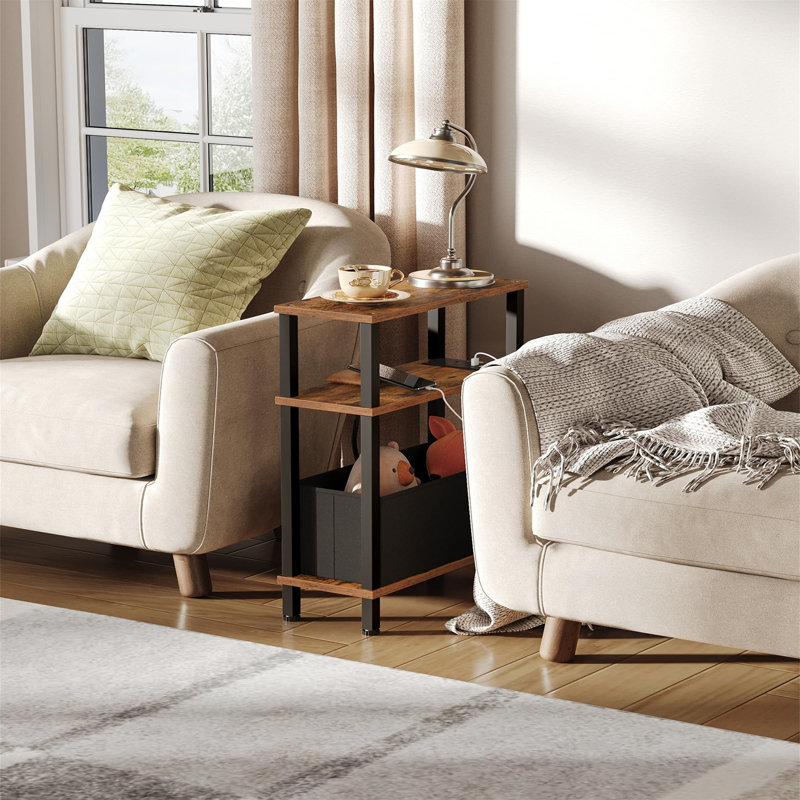 Slim With Charging Station Side Table, Brown
