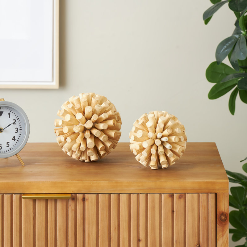 Cole And Grey Wood Handmade Tree Trunk Inspired Orbs & Vase Filler