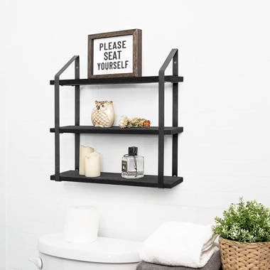  2-Tier Metal Industrial 23.6 Bathroom Shelves Wall