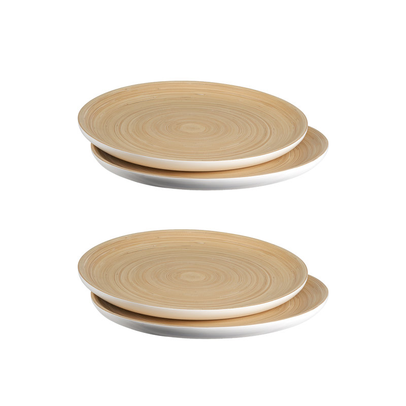 Lexa Bamboo 4 Piece Serving Plate Set, 12 Inch, White, White