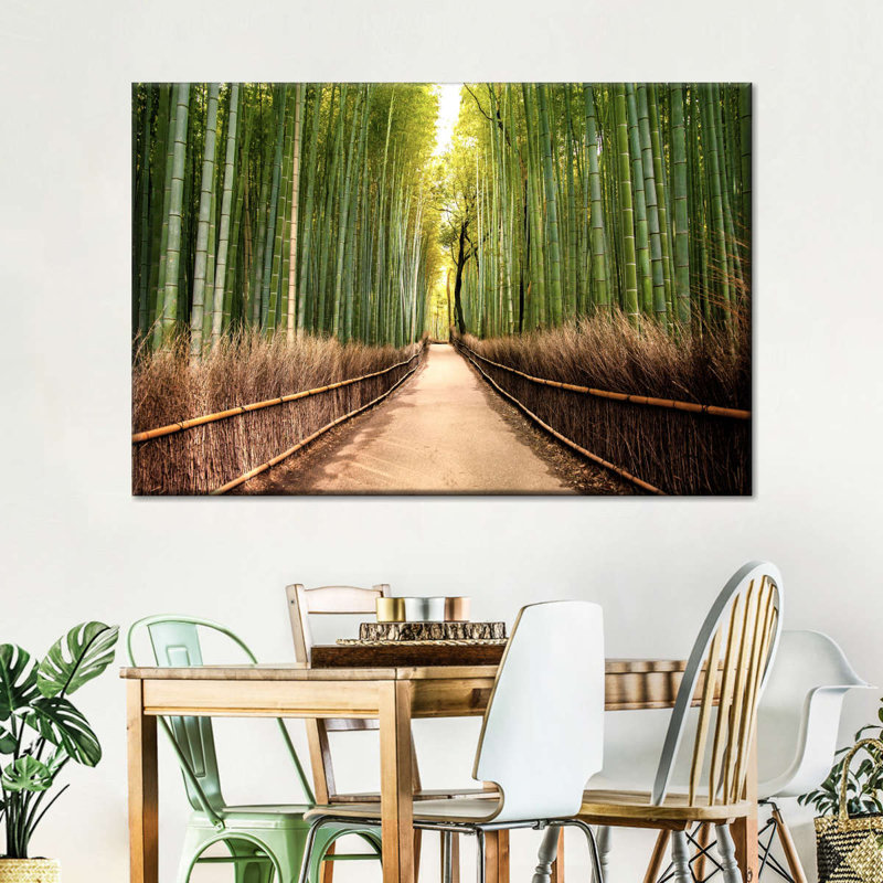 Forêt de bambou japonaise sur toile, H 16 po x l 24 po x P 1,25 po