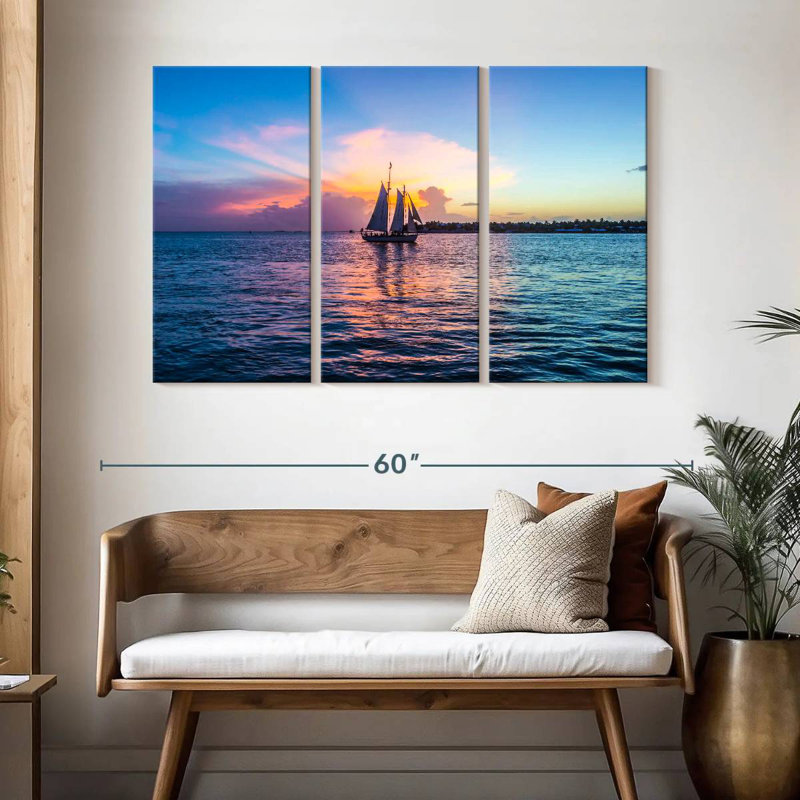 Mehar Key West Sunset Sailboat, 32" H x 50" W