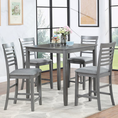 5 Piece Dining Table Set For 4, Counter Height Kitchen Table Set With Square Table