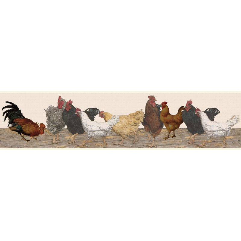 Bordure de papier peint à peindre L 15 pi x l 7 po Naidu Chickens
