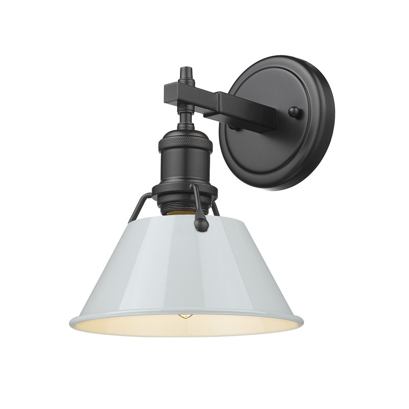 Felda Dimmable Steel Vanity Light, Matte Black, Dusky Blue, 1 Lights