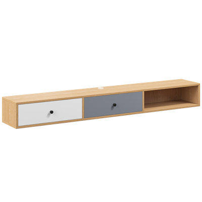55" Floating Tv Stand Wall-mounted Tv Shelf With 2 Doors Natural-colour Floating Tv Cabinet