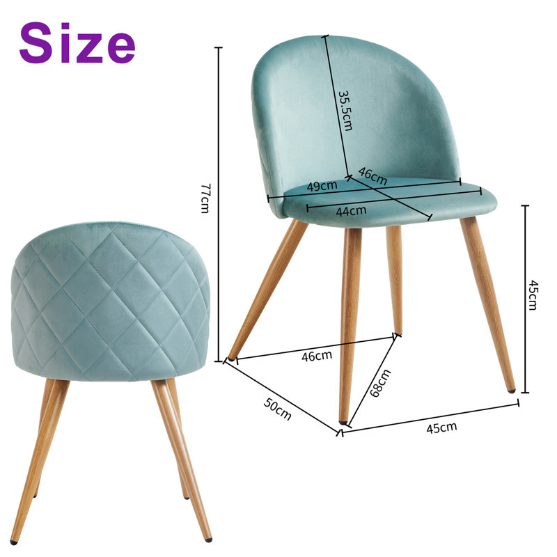 45cm H Upholstered Upholstered Back Side Chair, Aqua