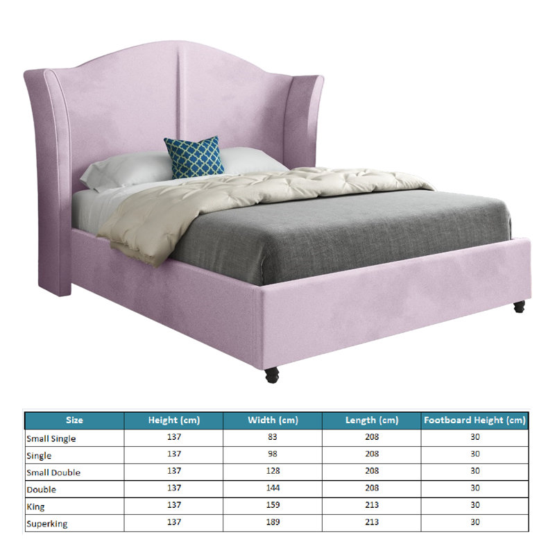 Anastasha Upholstered Bed, Pink, Double (4'6)