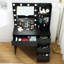 Coiffeuse de maquillage avec lumières, bureau de coiffeuse avec station de charge, étagère de rangement, table de maquillage à 4 tiroirs avec miroir éclairé, coiffeuse de chambre à coucher réglable à 3 modes d'éclairage-1149495136