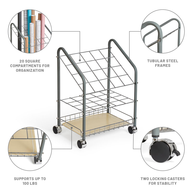 Steel Wire Roll File Cart
