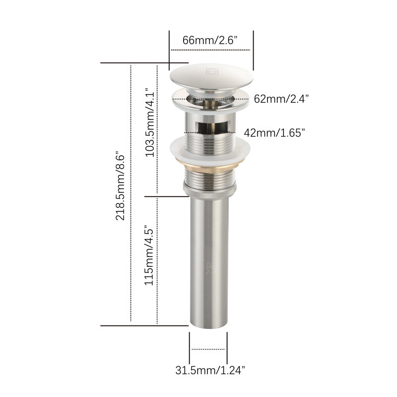 Pop-up bathroom sink drain with overflow in Polished Chrome, Brushed Nickel