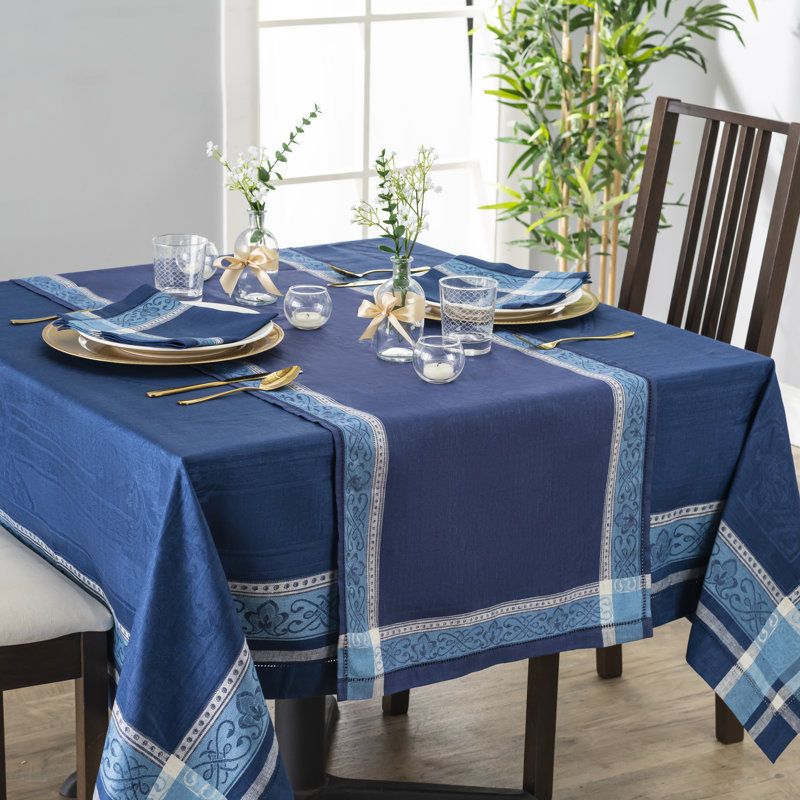 French Home Linen Astra Napkins, Ivory and Light Blue