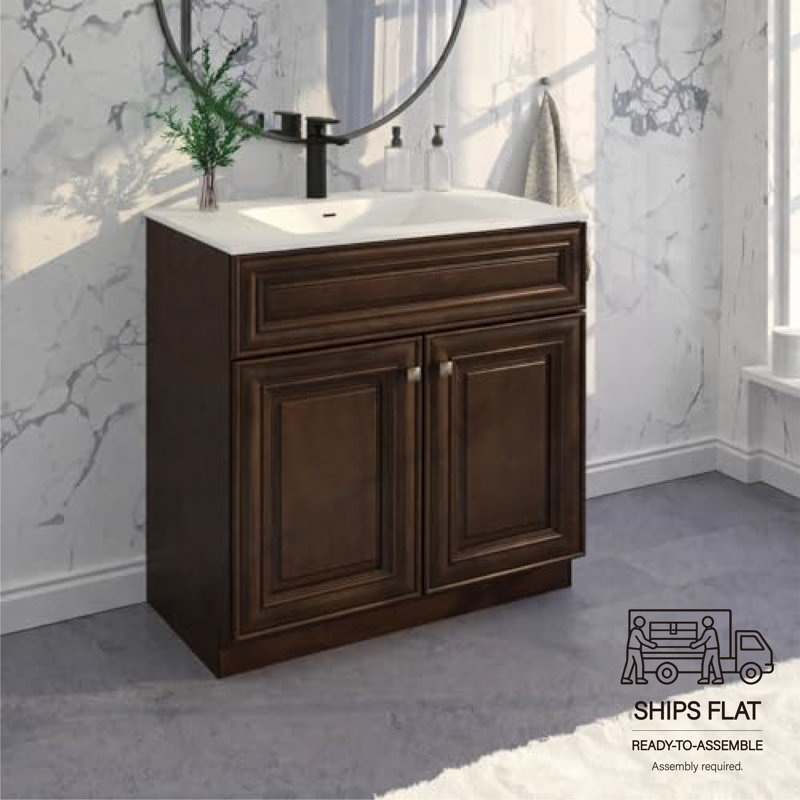 Armoire de meuble-lavabo simple 36 po en noyer érable