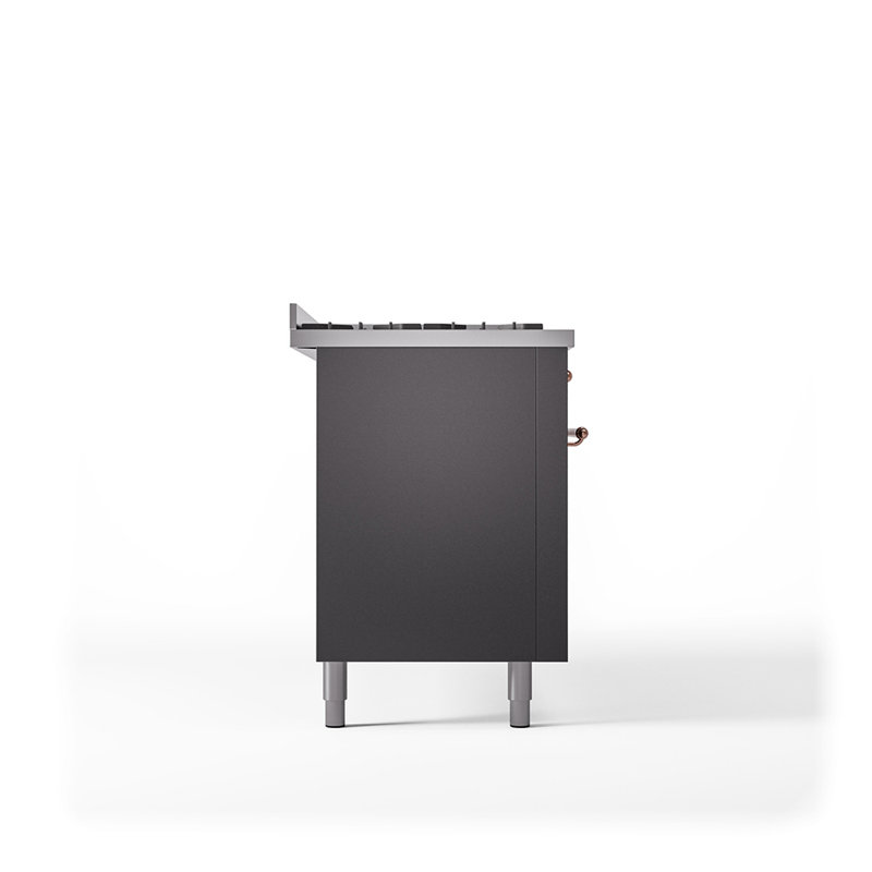 ILVE Nostalgie II 60 Dual Fuel Range, 9 Burners, Griddle, Graphite Matte/Copper, Natural Gas