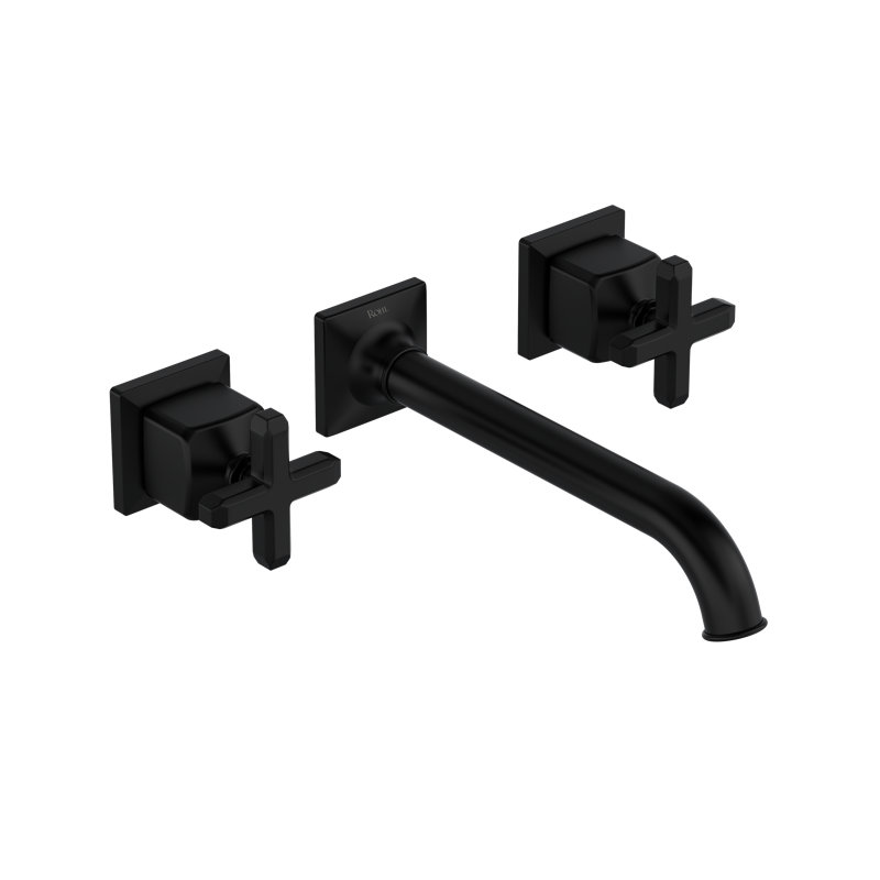 Apothecary Wall Mount Lavatory Faucet Trim, Matte Black, Cross