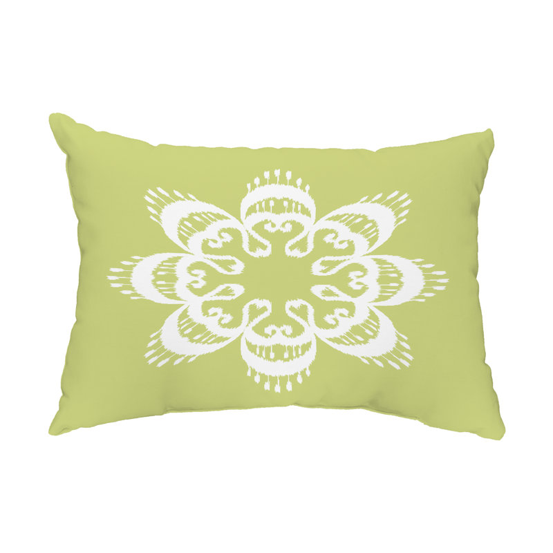 Geometric Outdoor Reversible Throw Pillow, Green