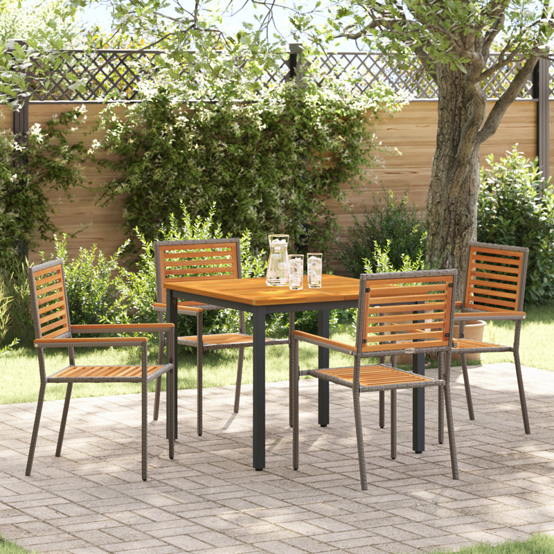 5 Piece Garden Dining Set, Grey