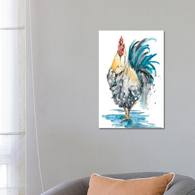 Rooster Splash II 1 Piece Wrapped Canvas Painting