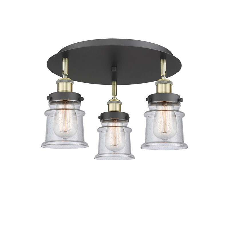 Alvi Glass Flush Mount, Seedy, Black Antique Brass