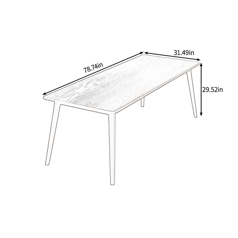 Durable all-solid wood dining table, 29.52" H x 78.74" L x 31.49" W