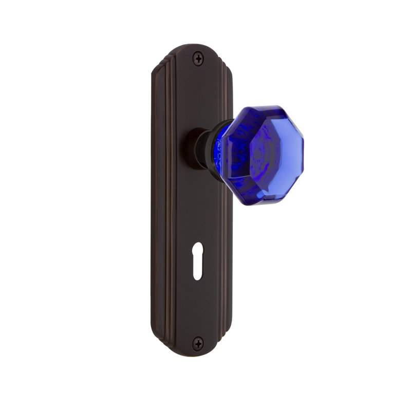Plaque décorative avec trou de serrure décoratif et bouton de porte Waldorf Cobalt, Bronze intemporel