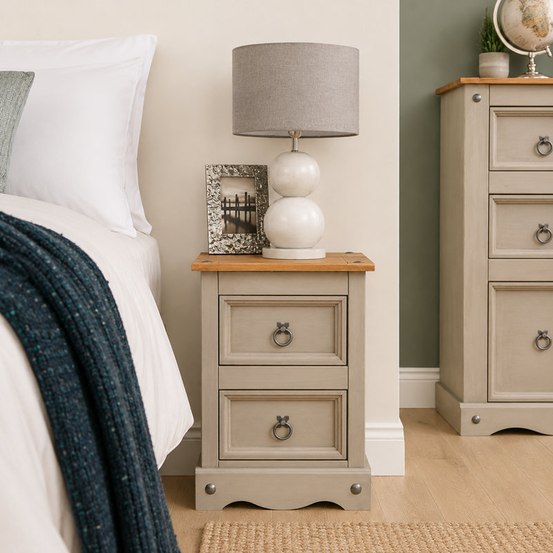 Upstream 2 Drawer Bedside Table Solid Wood