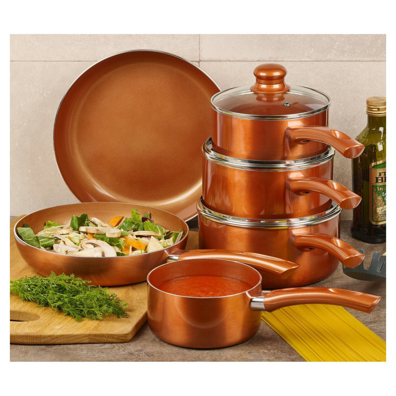 Kyree 7 - Piece Non-Stick Copper Cookware Set