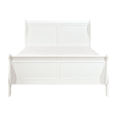 Lit de chambre à coucher de style classique, grand lit blanc, bois avec tête de lit et meubles de type rails, tête de lit
