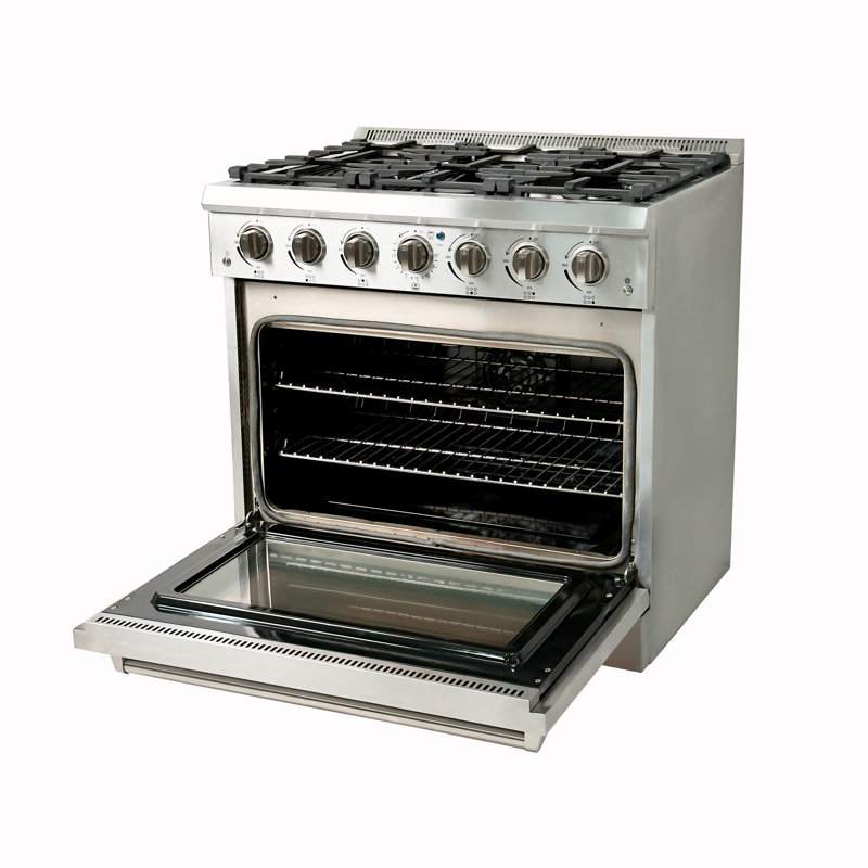 Cuisinière à gaz 36 po GMP avec 6 brûleurs italiens et four à convection en acier inoxydable WFG3601S