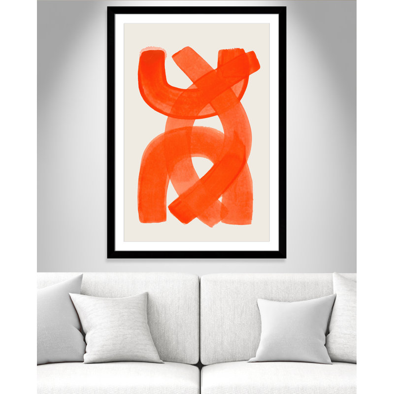 «Orange Strokes Print» par Haniff, L 35 po x H 49 po, Imprimé mat, Satin Black