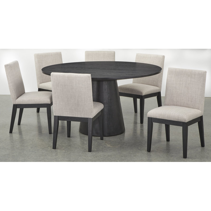 Kumud 4 - Person Pedestal Dining Set, Gray, 7 Pieces: Table, 6 Chairs