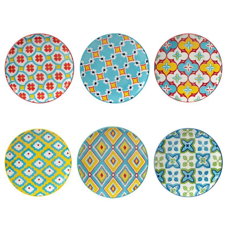 Ensemble de 6 assiettes à fleurs 6 "