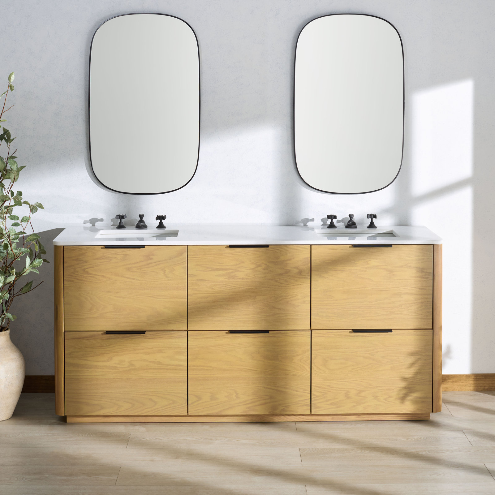 Tahani 72" Double Bathroom Vanity, Natural