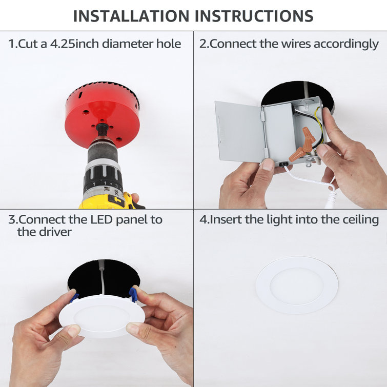 TORCHSTAR 10W Inch LED Recessed Lighting with Junction Box, 3000K Warm  White, 5%-100% Dimmable Wayfair