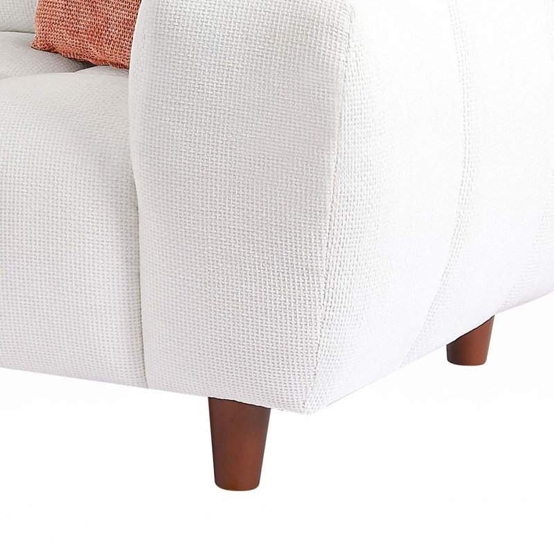 Canapé en L 111,81 po avec canapé en tissu et repose-pieds, Blanc