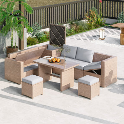 Ensemble de conversation modulaire avec coussins 6 pièces Nadhir