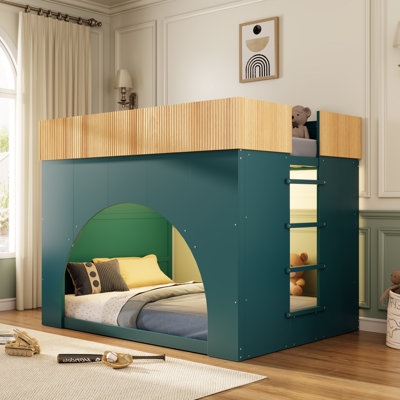 Lit superposé Lumina pour enfants avec lumière DEL, échelle et design semi-circulaire