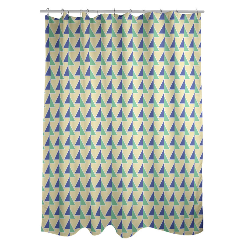 Rideau de douche à flèches décalées, Bleu / Jaune / Vert