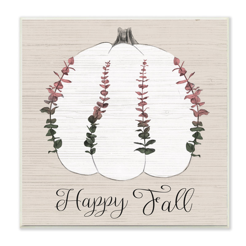 Joyeux automne ombre eucalyptus, récolte de citrouilles, H 12 po x l 12 po, Plaque murale