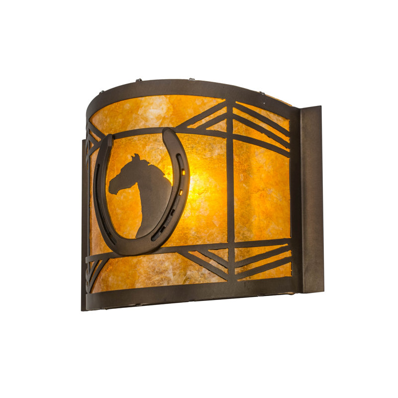 Rustic Lodge 1 - Light Flush Mounted Sconce, Antique Copper, Amber Mica